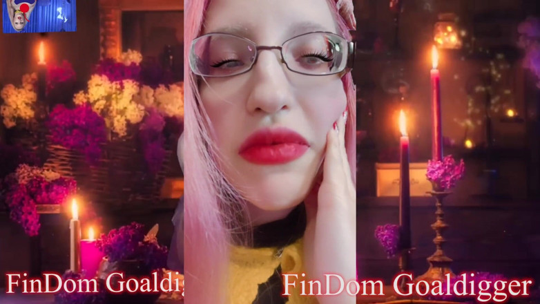 FinDom Goaldigger: Jerking off goof transformation for big red lips
