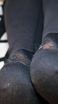 Worn Black Socks & Dirty Silver Loafers - Real Footwear Tease in Leggings