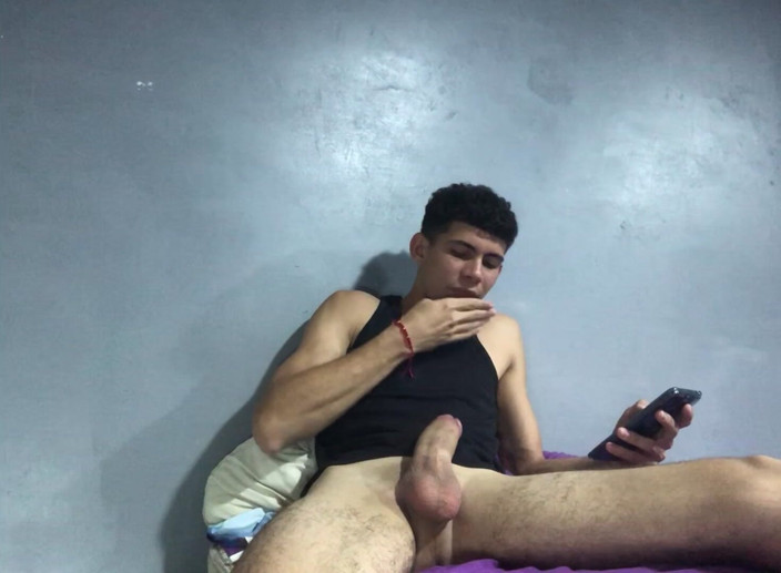krisbadboy: Young Man with Great Endowment Plays with His Cock