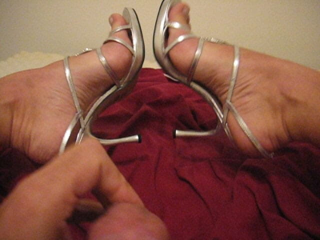 Feet Lover: Jacking off in Brittany's Pretty Heels and Cumming