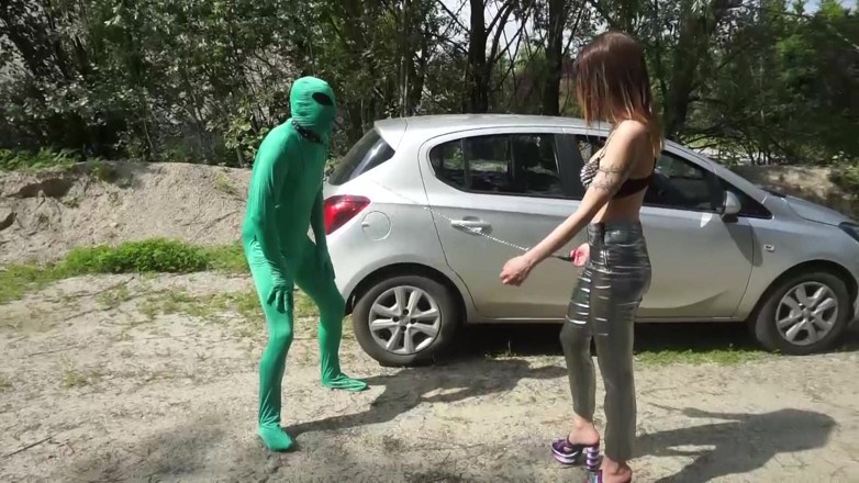 Lady Mesmeratrix Official: Suited slave gets punished outdoor from femdom chick