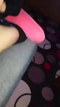 Chupando mi polla afuera