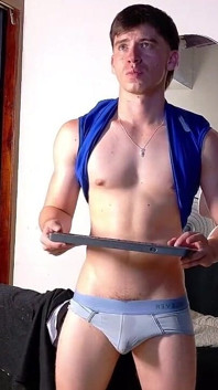 Muscular Sportsman in Warm Underwear