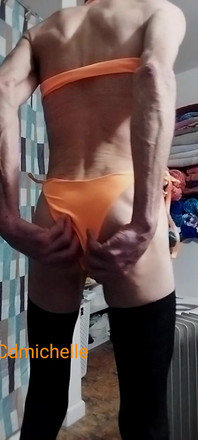 Cdmichelle Wearingsexyorangeswimsuit