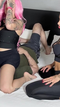 Mibby and Qween Sitting on a Submissive's Face. Nasty Face Sitting Humiliation!