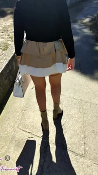 Outdoor Mini Skirt No Pantie with Anal Plug