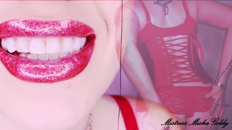 Goddess Misha Goldy: Red brillant fantasme sur mes lèvres envoûtantes et mon corps...