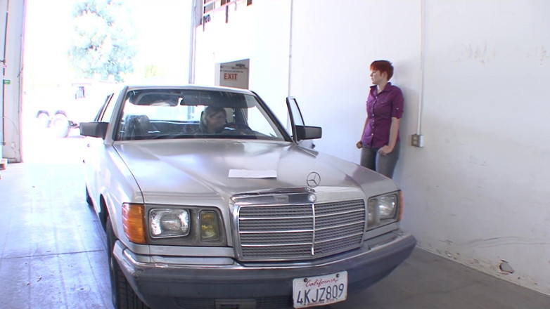Naughty Girls: Big boobed redhead babe fucks her car worker