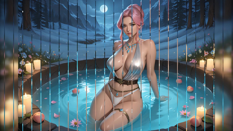LustRender: Anspruchsvolle reife dame im Luxus-Seifenbad mit Sultry Gaze - 1