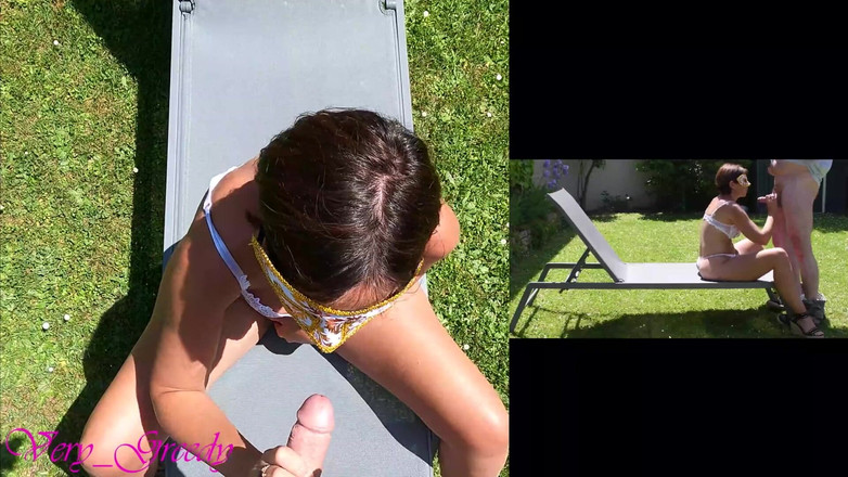 Les Gourmands: Krásná MILFka v sexy bílém prádle je ošukaná zezadu venku...