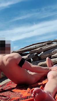 253 - Fingering Wet Pussy on Beach and Gets Caught and Interrupted by Watcher - Misscreamy