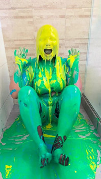 Dirty and Play Covered in Colorful Pastry Cream and Wet Deep Throat.