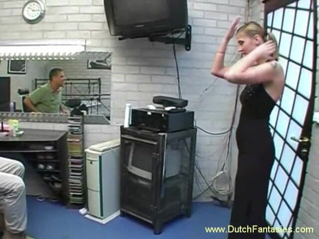 Dutch Fantasies: Cute babe in sexy stockings gets slammed and sprayed with...