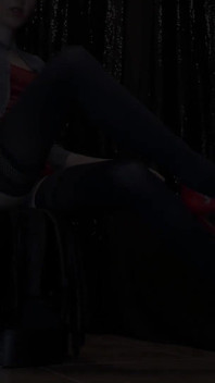 Navy Blue Opaque Hold-ups and Red Leather Pumps Ita