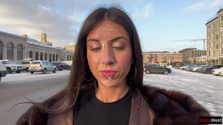 Katty West: Girl Agreed to Walk with a Stranger's Cum on Her...