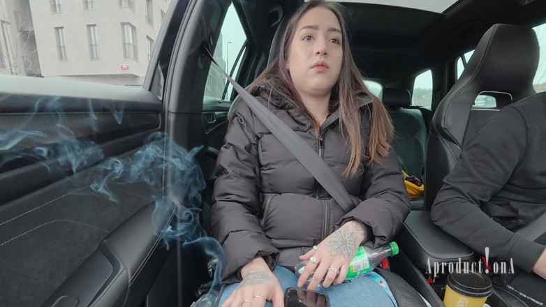 AproductionA: Melanie Dark Smoking Wetting Panties and Squirting in My Car