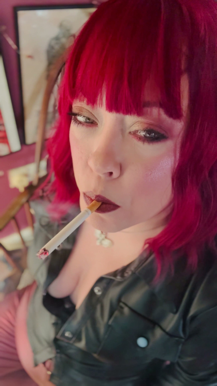 Tina Snua: Your Mistress Tina Snua Dressed in Leather Chain Smoking 2 Cork...