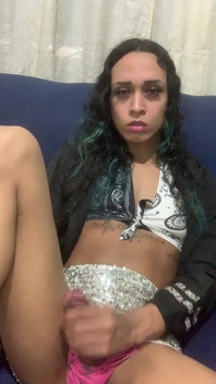 Naughty Trans Girl Alone at Home Masturbating While