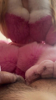 Sexy Pink Bunny in Fur Suit Get Fucked and Creampied! Fur Masturbation