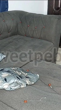 Oso de peluche en el pasillo mientras su amigo estaba en el dormitorio