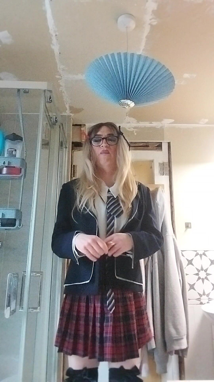Cindy Belfast: Horny Sissy in Uniform Loves Her Precum