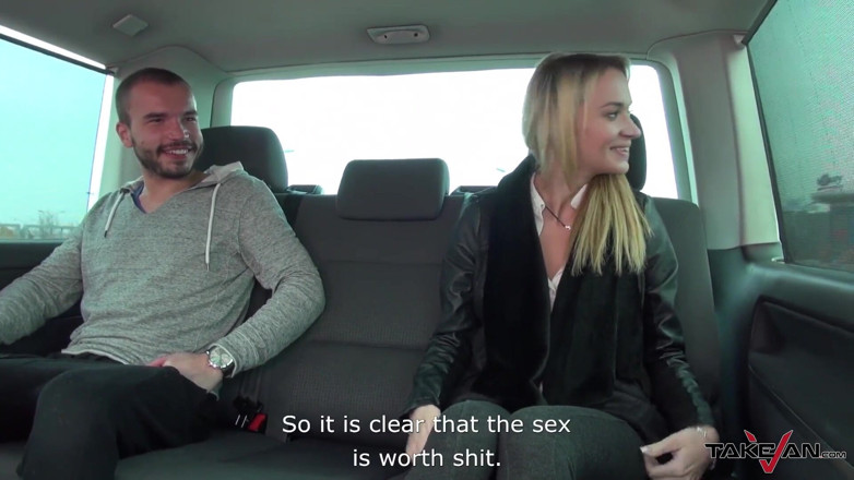 Take Van: Tattooed hot blonde ride strangers cock in van
