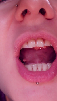 Food Fetish: Mukbang. Eating Popping Candy in Nitrile Medical Nurse Gloves. Teeth Mouth Fetish.
