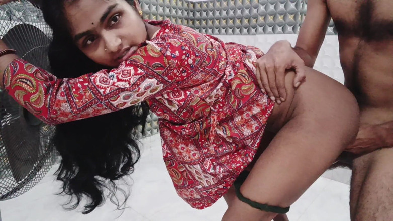 LateralChain349: Real Indian Couple Hot Sex in Red Dress - Blowjob, Deepthroat,...