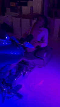 Pink Thong Femboy on Motorcycle