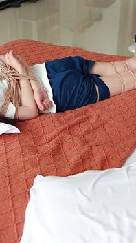 The Innocent Girlfriend Is Bound with Ropes in Her School Uniform