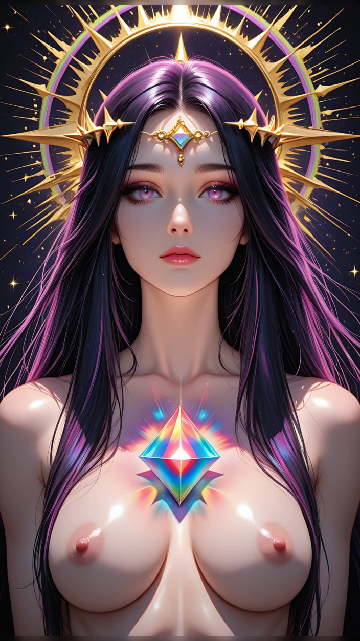 VelvetInk Studio: Shadow Oracle cu Rainbow Prism Spikes Cosmic Fantasy Beauty Ai...