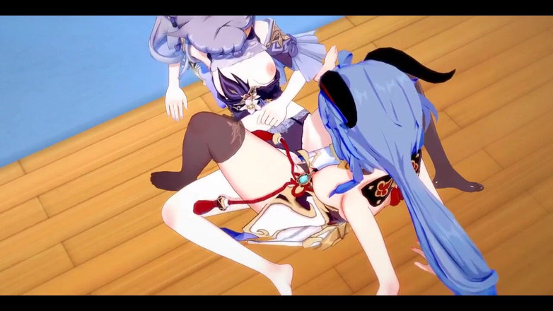 HentaiTubes: Genshin etkisi hentai yuri - ganyu ve kequing lezbiyen seks - Japon...