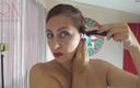 Regina Noir: Naked nudist hairdresser. She cuts her own hair. Regina Noir...