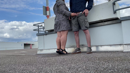 Thumbnail of Mother in Law Spreads Her Legs Wide to Pee in the Parking Lot and Hold My Cock When I Pee