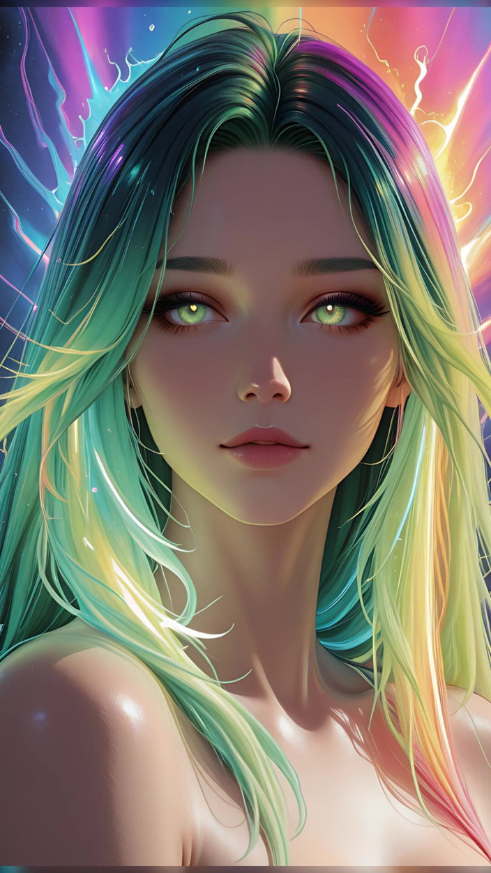VelvetInk Studio: Cosmic Neon Beauty Portrait dengan mata berahi– fantasi impian ai...