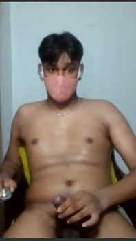 Brown Guy Jerks His Black Cock and Shoots a Load of Cum