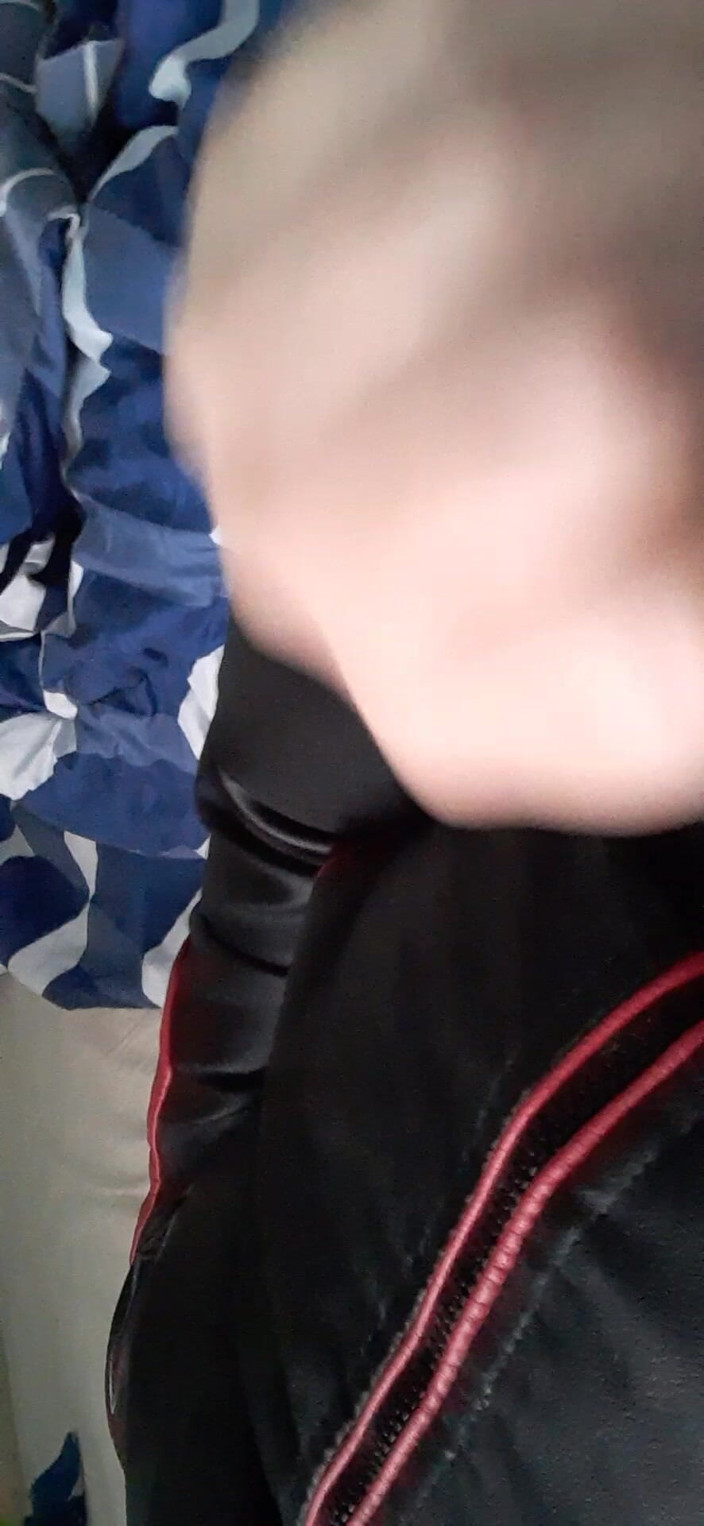 Rusty Sunnybrook: Jerking in New Red &amp; Black Leather Jacket