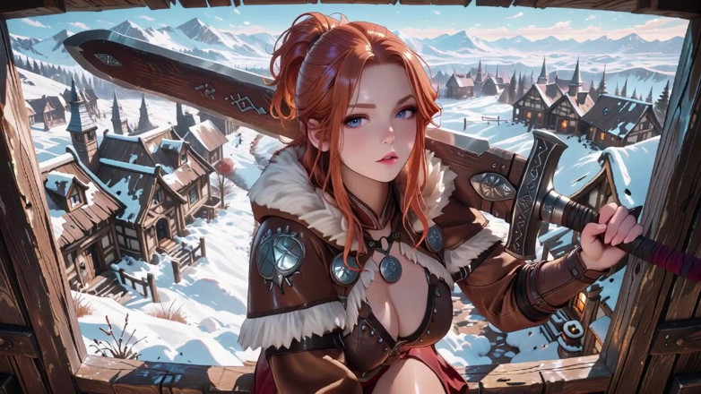 Tay Swift X: Illicit Leather Armor Seduction in Medieval Village. Cold Queen Unzips...