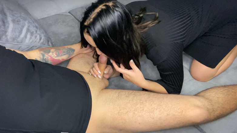 AnGelya G: Beautiful brunette after the restaurant sucks dick and fucks riding