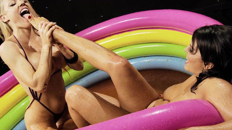 SEXUAL SIN: Lesb Pool_scene_1_busty Lesbians in Bikinis Enjoy a Jelly Pool Until...