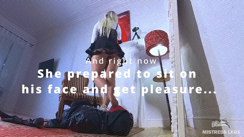 Mistress Legs: After Dominance Slave's Tongue Serves Mistress with Big Nylon Ass