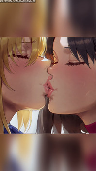 Artoria Pendragon and Rin Tohsaka Kiss - Fate