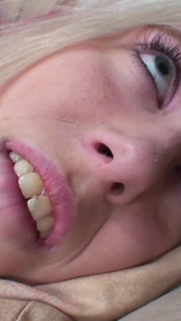 18yo girl Teena Blond rubs one out on the couch