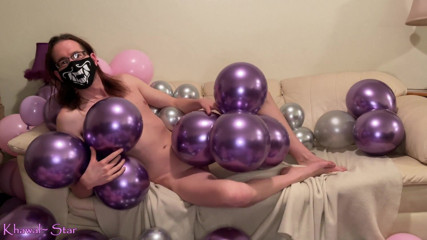 Khawal Star: Long hair looner Khawal balloon fun w cum n pop