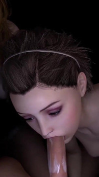 İki ateşli piliç çifte oral seks | 3D Porn