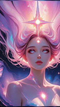 Donna nuda di un sogno cosmico che fluttua in una fantasia surreale dreamscape ai presentazione d'arte