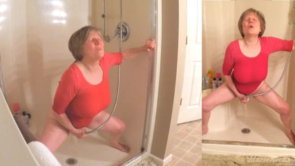 MarieRocks: 60+ GILFs masturbation workout in wet t-shirt