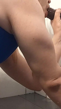 Sissy Deepthroats Dildo in a Doggy Before Riding It Until Sissygasm and Eats Her Cum
