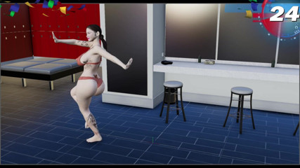 Virtual fantasy studio: Wielkie cycki i tyłek 3D seksowna dziewczyna z kolorowym tatuażem w...