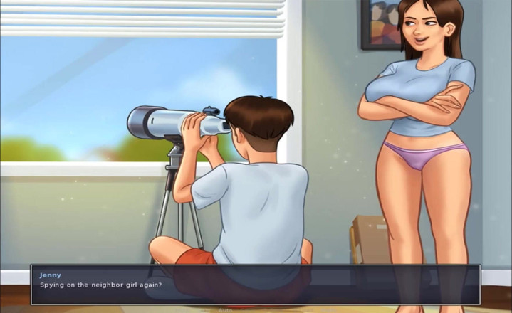 Hentai World: SummerTime Saga - застукал милфу, как она мастурбирует утром